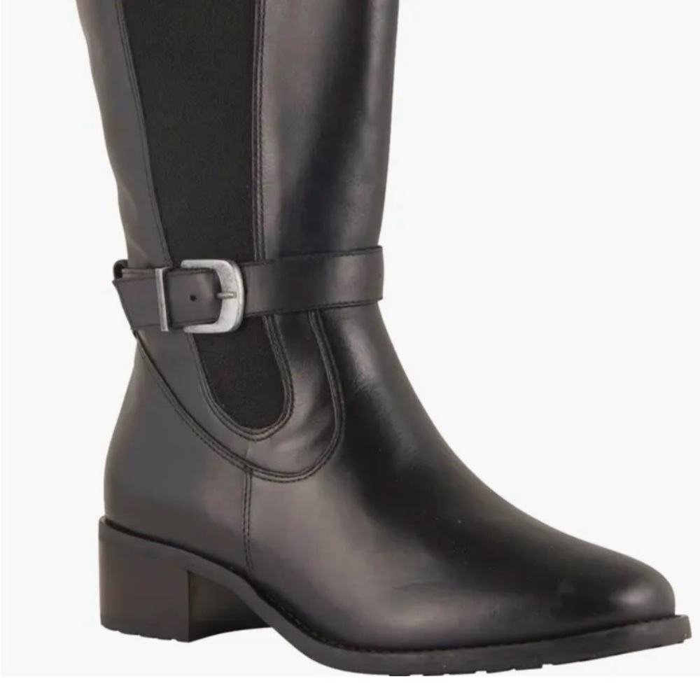 David Tate Allegria knee high black calf boots, new in box